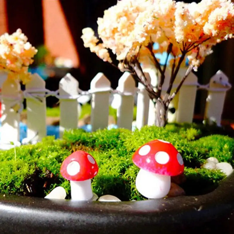 10Pcs Mini Mushroom Garden Ornament Miniature Plant Pots Fairy DIY Decoraton Dollhouse Garden Decoration MicroLandscape