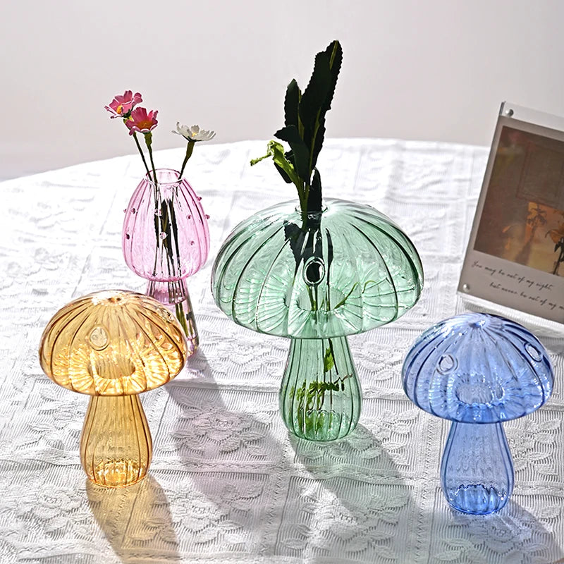 Mushroom Glass Flower Vase Flower Bottle Vase for Decoration Plant Pot Hydroponic Terrarium Vases for Flowers Room Decor Ваза