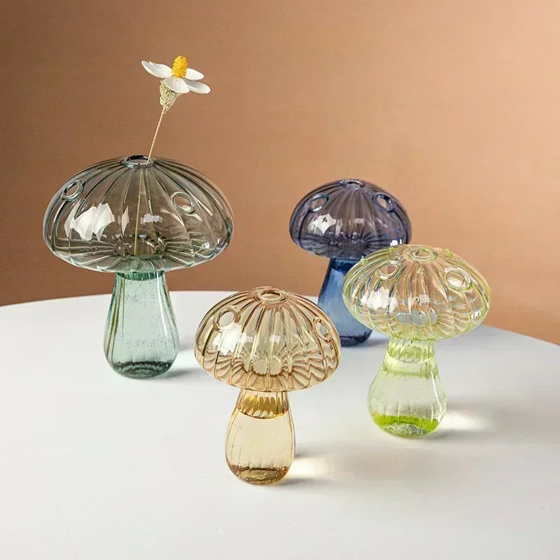 Mushroom Glass Flower Vase Flower Bottle Vase for Decoration Plant Pot Hydroponic Terrarium Vases for Flowers Room Decor Ваза